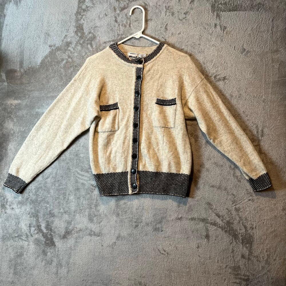 Vintage Wool Angora Rabbit Hair Cardigan Neutral Beige Cozy Cottagecore Granny S